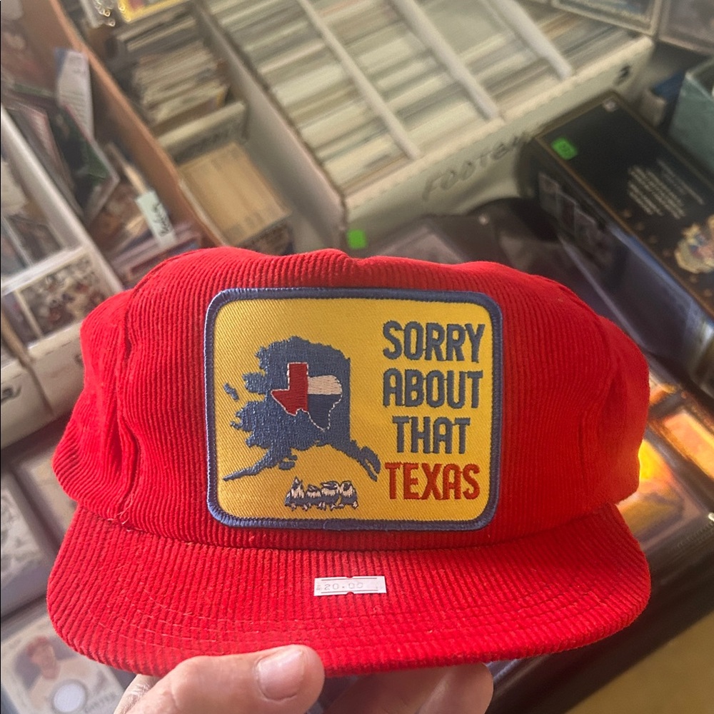 Vtg sorry about that Texas Bright Red Cap
